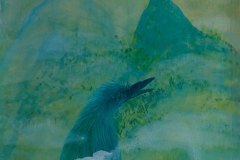 刘丽芬Liu Lifen  孤鸟 Lonely Bird 丝绸丙烯彩墨Acylic ink on silk 50x60cm 2013