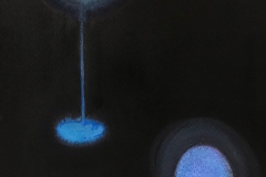 Liu Lifen 刘丽芬 Ljuset därute var blått 外面的灯是蓝色的 Ink and Acylic on Paper 纸本墨丙烯30.5x45.5cm 2020